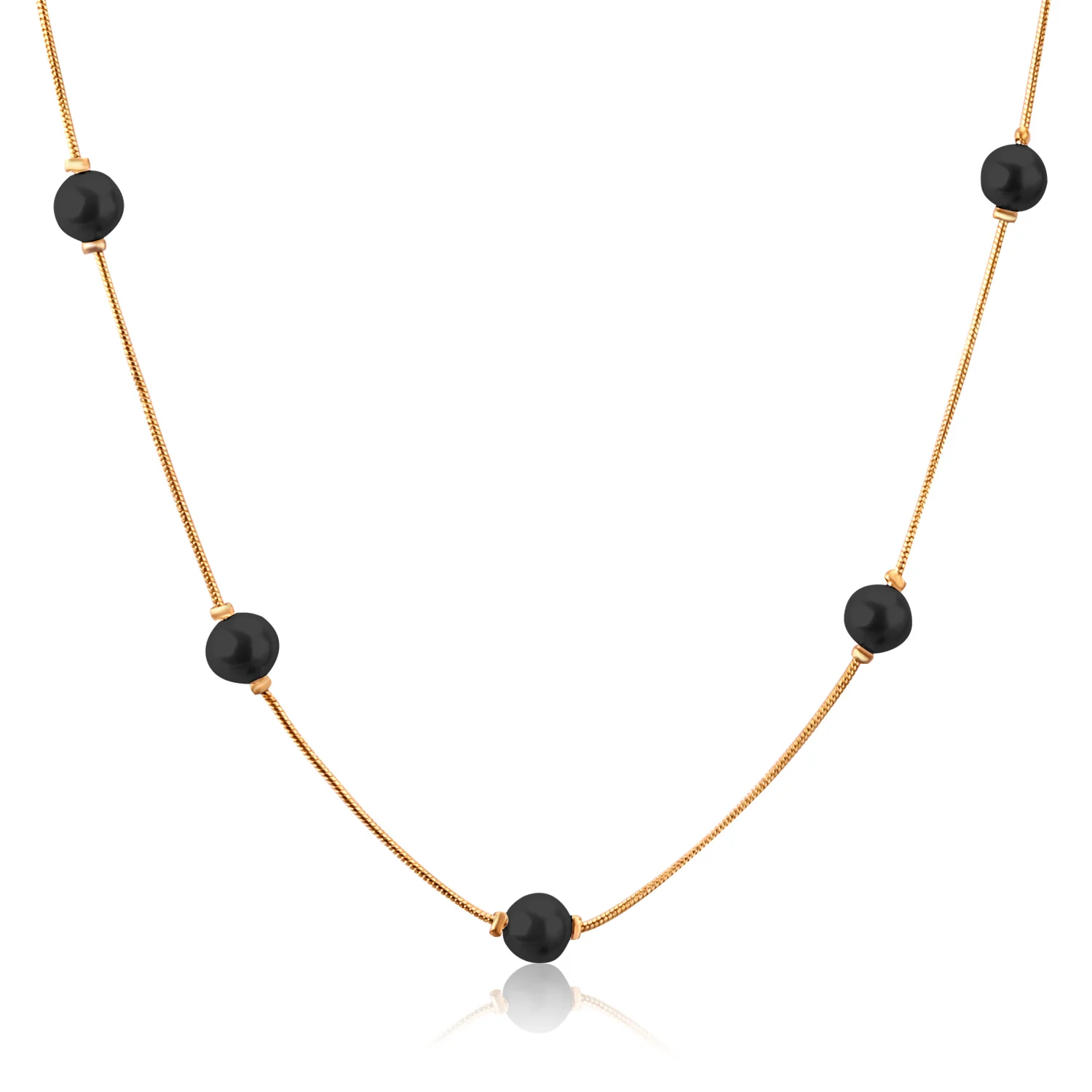 LUXUSTEEL Beadded Necklaces Snake Chain White/Black Imitation Pearl Pendant Necklace Fashion Jewelry For Women/Girl Necklace