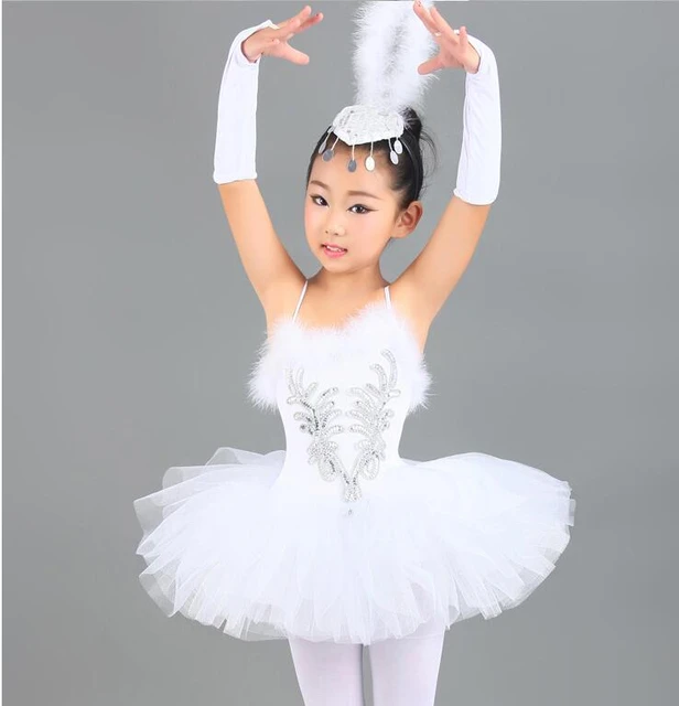 White Sequins Swan Lake Ballet Tutu Costume Girls Children Performance Kids Stage Dance