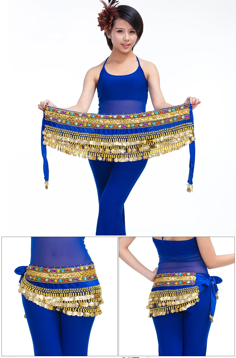 Bauchtanz-Kostüm, Gürtel, Samt, Bauchtanz, Hüfttuch, indische Tänzerin, Hüfttuch, Perlen und Münzen, Training, Performance-Outfits, Münzen – Detail 16