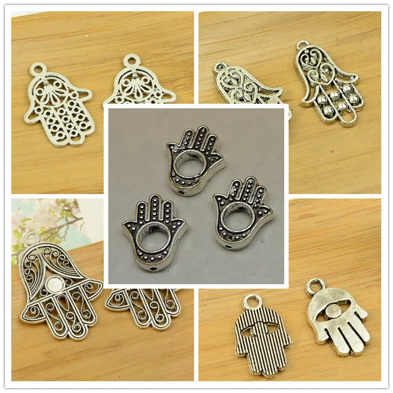 

hollow hands DIY alloy shape carved out antique silver charm pendant jewelry making accessories findings bracelet necklace chain