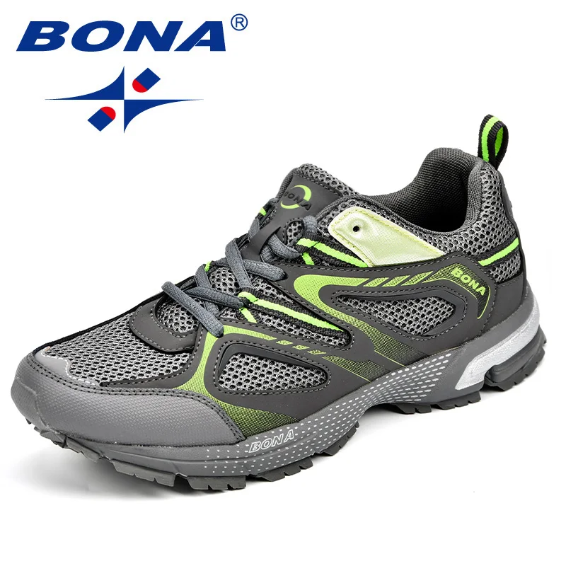 BONA New Arrival Classics Style Men Running Shoes Cow Split Mesh Men Sport Shoes Lace Up Outdoor Jogging Shoes Free Shipping