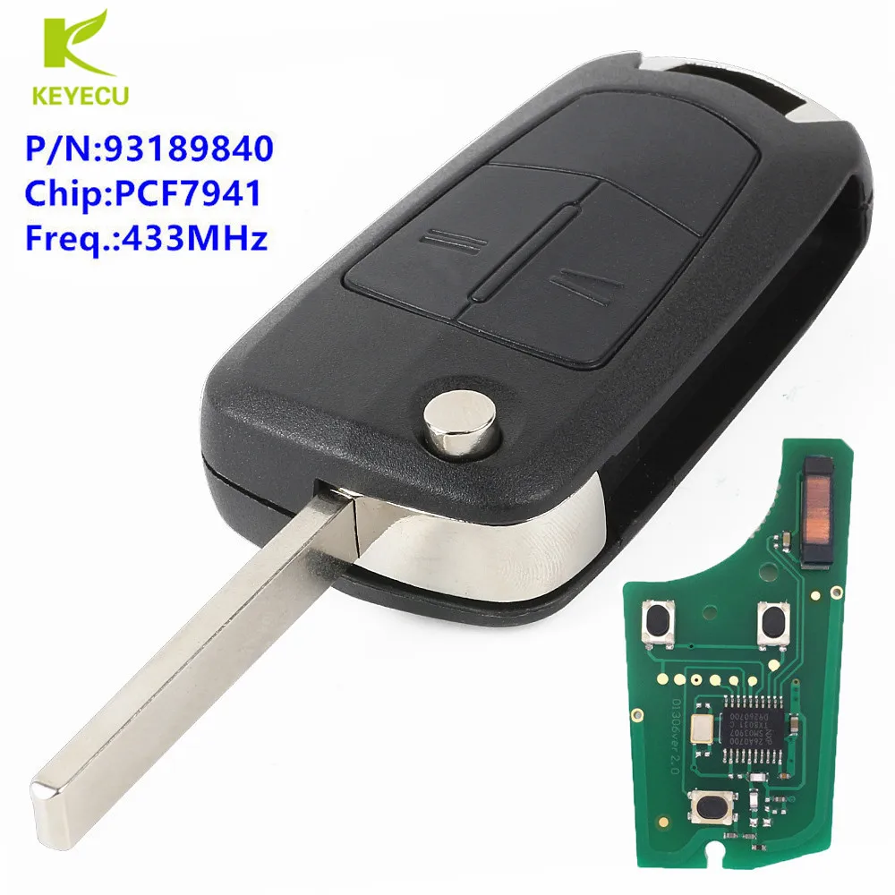 

KEYECU Replacement Remote Key FOB 2 Button 433MHz PCF7941 Chip for Opel/Vauxhall Corsa D 2007-2012 OR ASTRA H 2004 - 2009