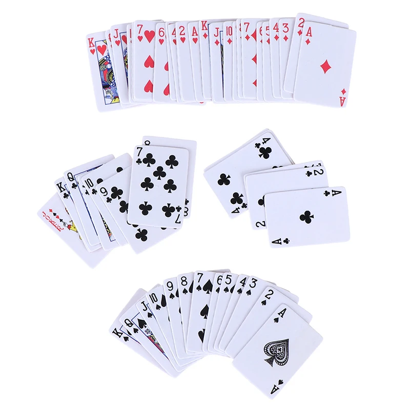 1 Set 1:12 Cute Miniature Dollhouse Cute Mini Poker Playing Cards Mini Cute Poker Doll Accessorie Doll Toys Decoration