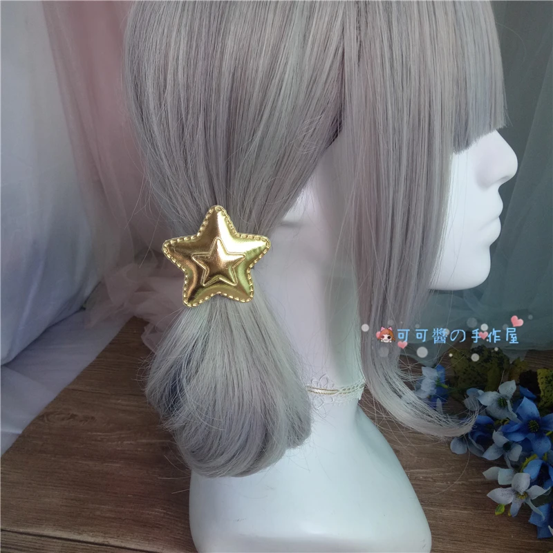 Lolita soft sweet sweet japanese girl heart trim clip star beaded chain hair ring rope bod goth-lily