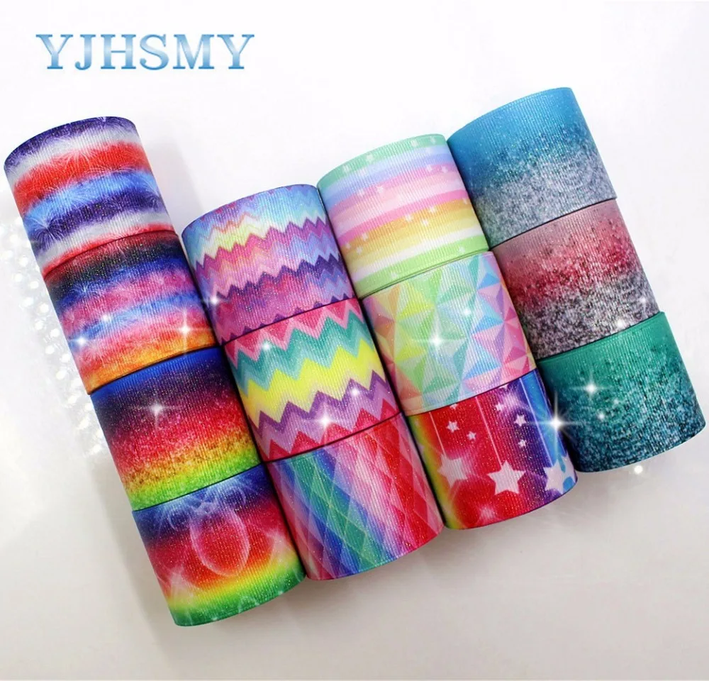 YJHSMY C-171215-336,38 mm 5 Yards flash Colorful Thermal transfer Printed grosgrain Ribbons,DIY handmade gift wrap Material