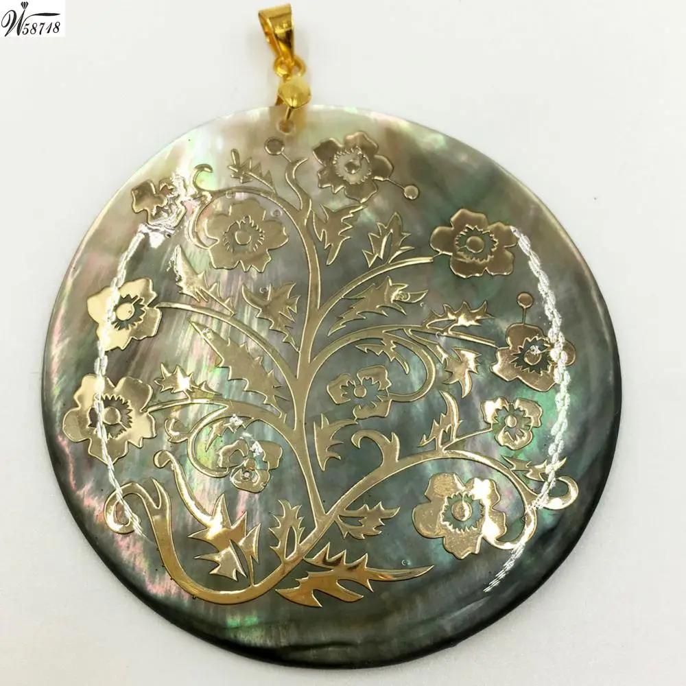Beautiful jewelry Mother of pearl Shell Women Men Pendant Bead WFH587
