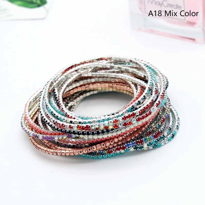 Hot Sale 5pcs/lot 17cm Colorful Glittering Claw Cup Chains Bracelet Full Rhinestones Bangle Bracelets Jewelry DIY Accessories