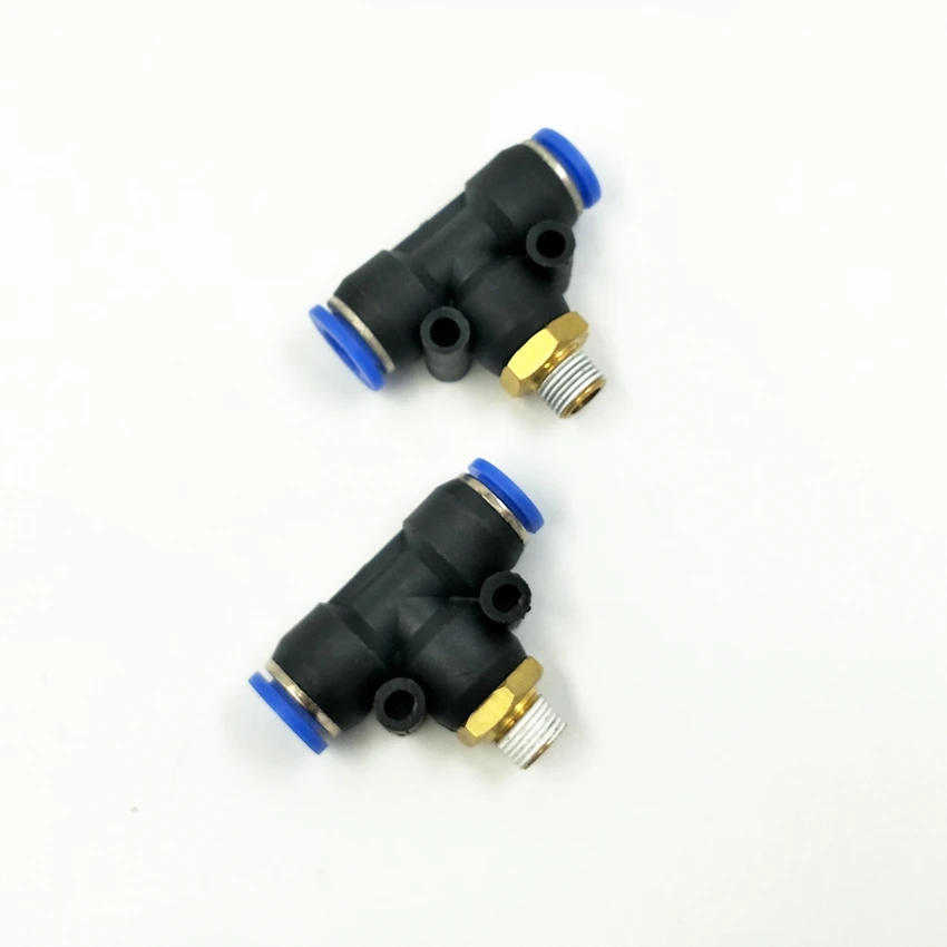 10pcs/lot  Pneumatic Air Fitting T Shape Quick Fitting Connector  G1/8'' 1/4'' Male Thread 8mm tube