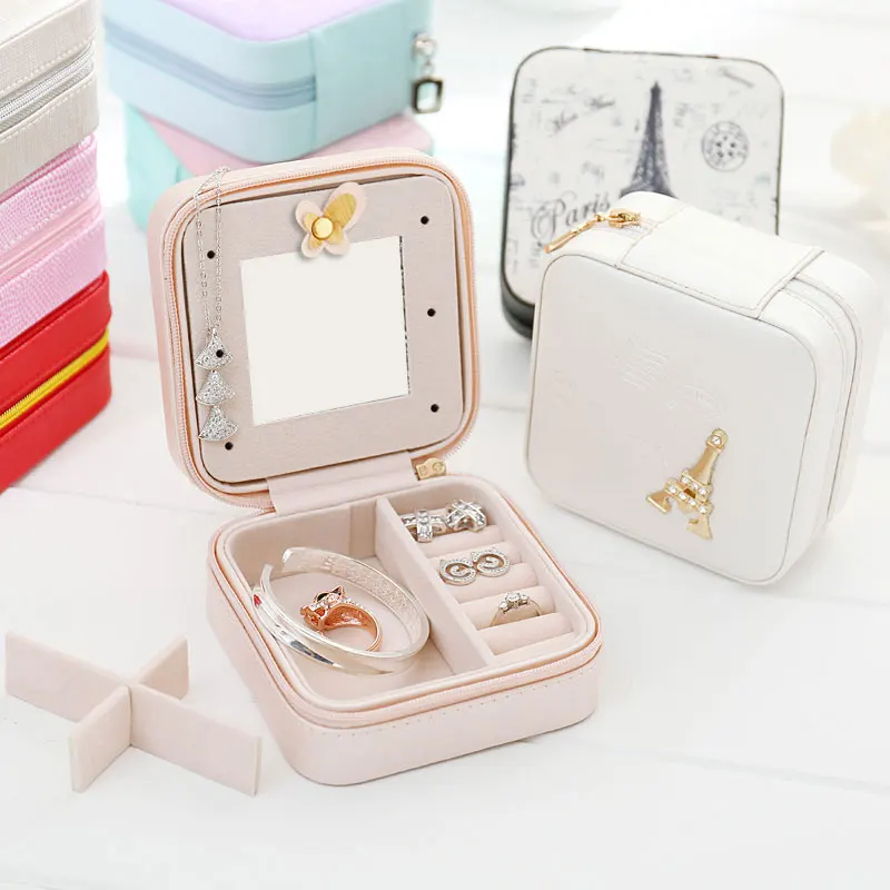 Simple portable travel carrying jewelry storage box Rings earrings jewelry storage box bag