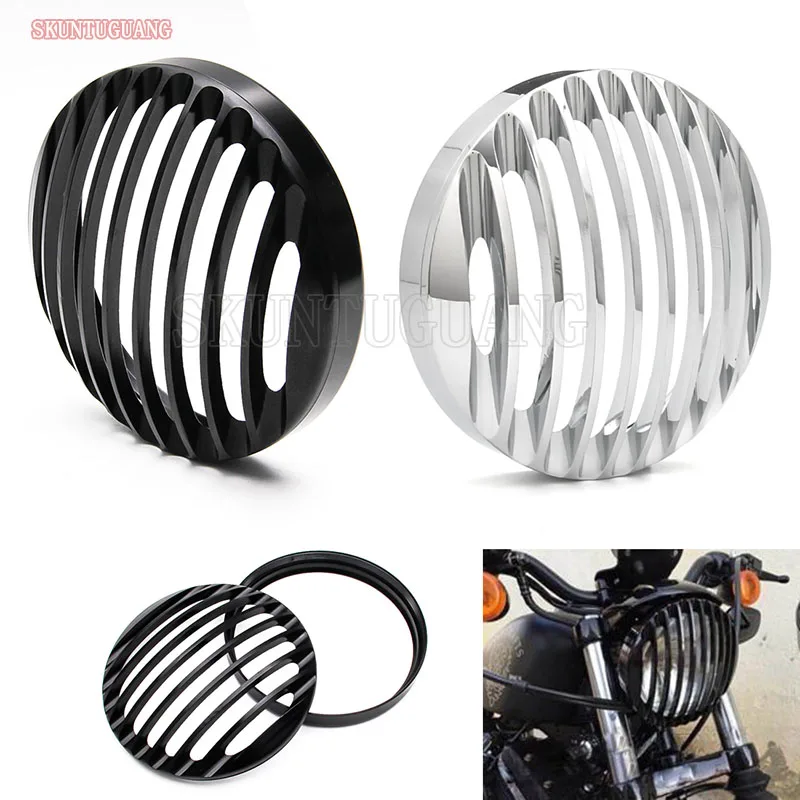 

Motorcycle 5.75 Inch CNC Headlight Grill Cover 5-3/4" Headlamp Mask Cover Mounting For Sportster XL 883 1200