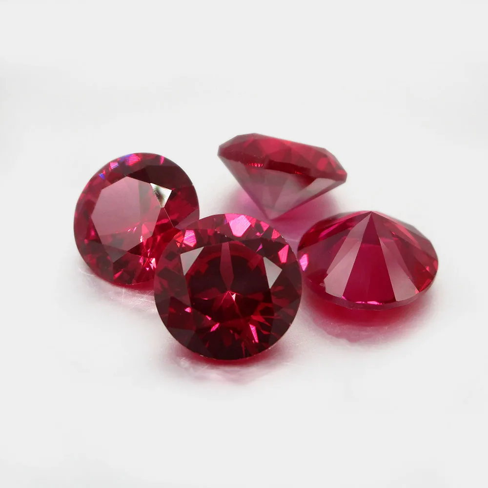 Image of 5A Qualität 3,0 mm ~ 12 mm runder Brillantschliff # 5 # 8 Rubi Farbe synthetischer roter Korundstein für DIY-Schmuck