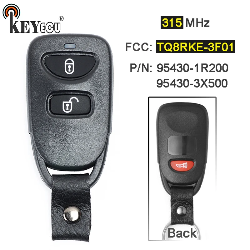 

KEYECU 315MHz FCC: TQ8RKE-3F01 P/N: 95430-3X500/1R200 Replacement 2+1 3 Button Remote Car Key Fob for Hyundai Accent GS