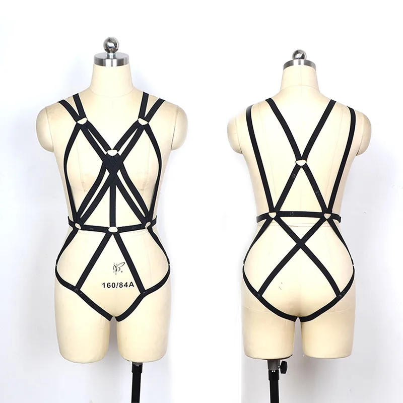 

Full Body Harness bondage Fetish black Fantasy Bondage USA Adjustable Strap Harness Elastic Bond crop top bra basic models