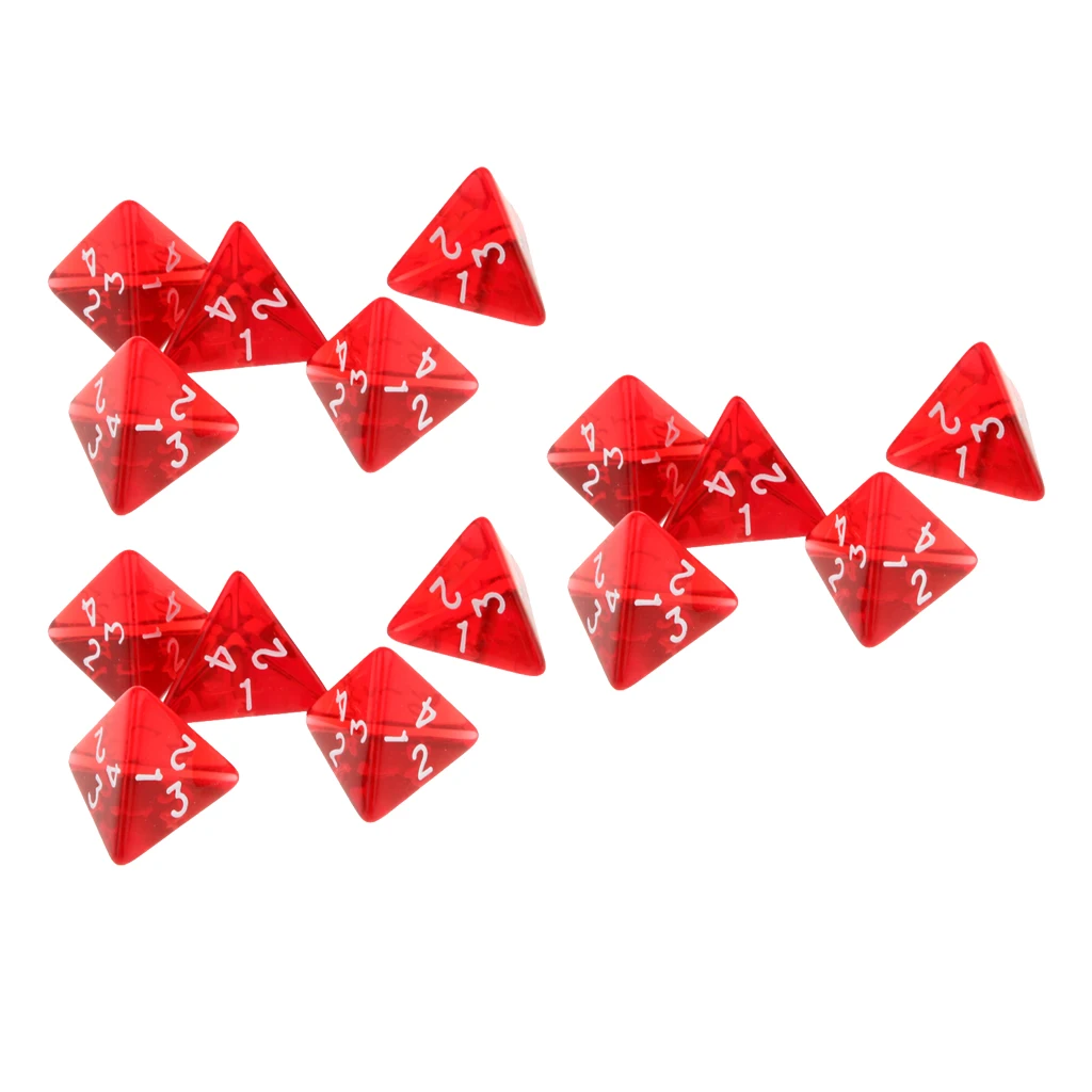Multi-Sided Polyhedral Dice Set, D4, D & D, TRPG Game, colorido copo de acrílico, vermelho, 15 Gem