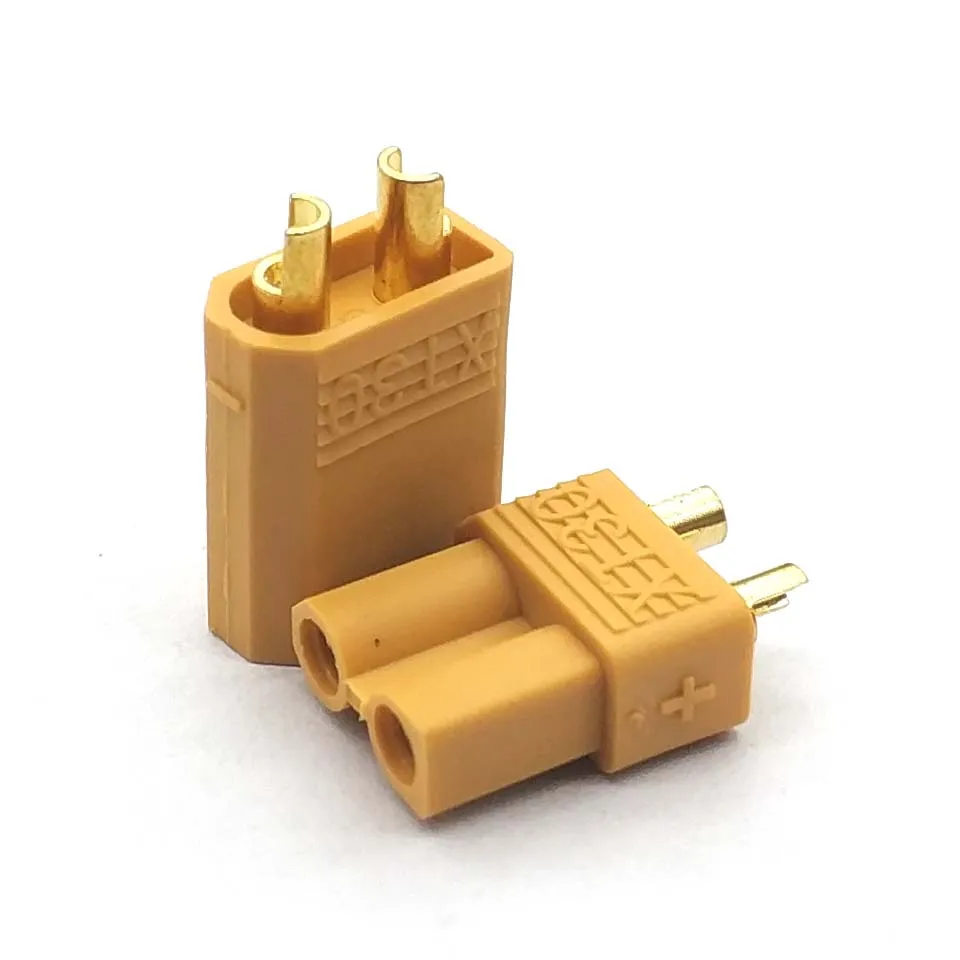 XT30 黄色バッテリーコネクタセット男性女性の金メッキバナナプラグヘリコプター