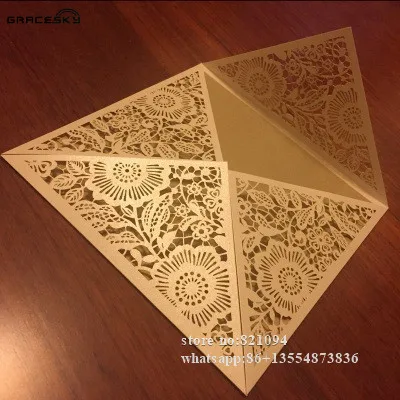 30pcs free shipping hollow laser cut flowers design wedding invitation cards with inner blank paper for wedding party invitation