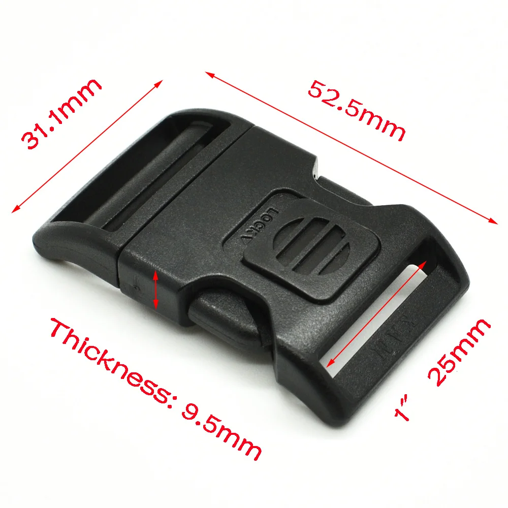 10pcs/pack Plastic Side Release Buckle Black For Backpack Luggage Webbing 20mm 25mm 32mm 38mm