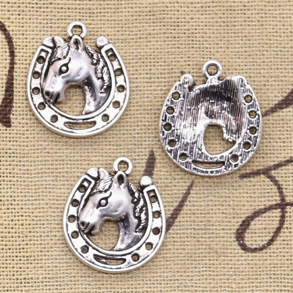 8pcs Charms Horse Steed Horseshoe 21x19mm Antique Making Pendant fit,Vintage Tibetan Silver color,DIY Handmade Jewelry