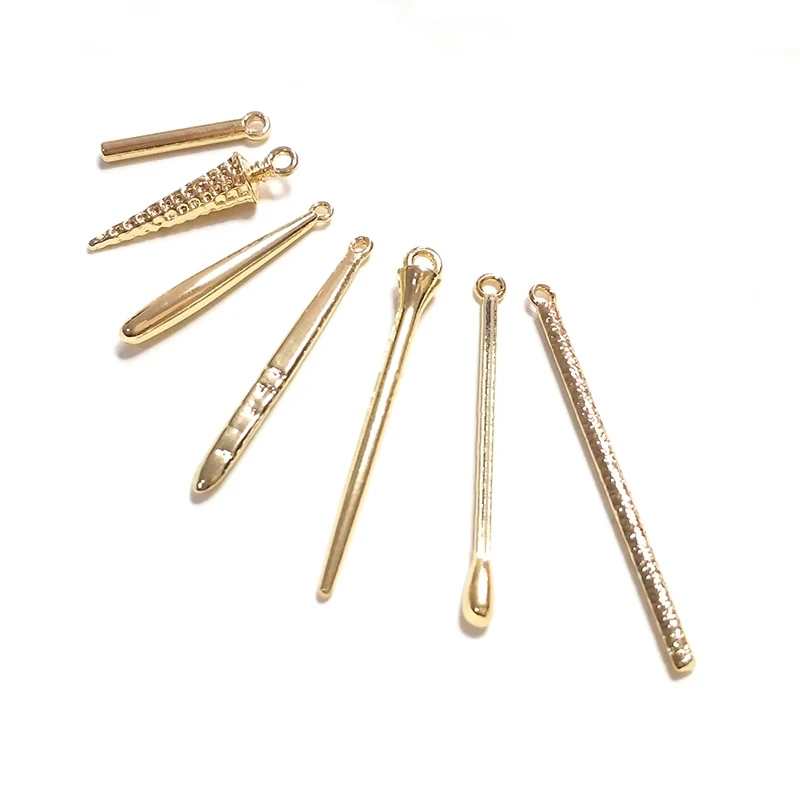 New Fashion 10 Pieces 7 Styles Zinc Alloy Aciculiform Slender Long Charms Pendants for DIY Jewelry Accessories