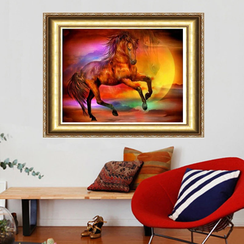 Light Horse Diy Diamond Painting Set 40x30cm Diy Square Resinstone Drill Picture Wall Decoration Patchwork Unfinish