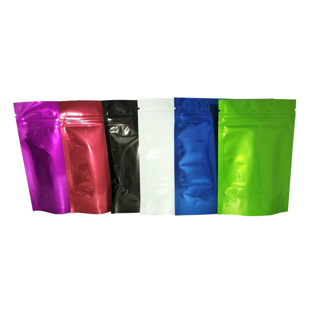 

200Pcs Stand Up Multi-colored Aluminum Foil Zip Lock Packing Pouch Mylar Foil Dry Flower Tea Nuts Stroage Ziplock Packaging Bags