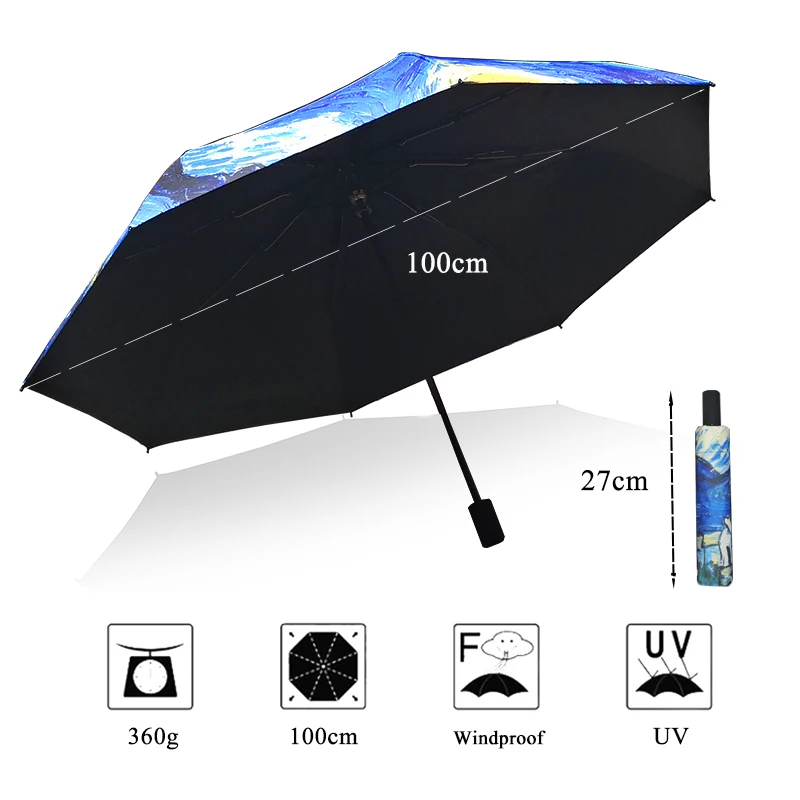 LIKE RAIN Creative Chinese Art Painting Umbrellas Rain Women Fashion Female Folding Sun Parasol Windproof Kids Umbrella YHS05