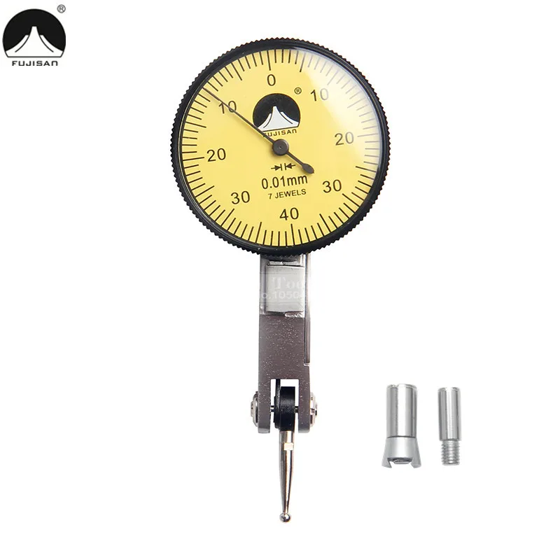FUJISAN 2 IN 1 Dial Indicator 0-0.8mm/0.01mm Shockproof 7 Jewels With Mini Universal Flexible Magnetic Base Dial Test Indicator