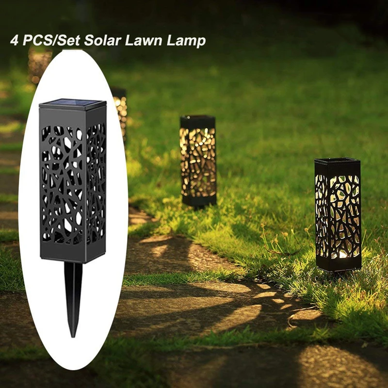 

4PCS/Set LED Solar Lawn Lamp Solar Pathway Light Solar Garden Light Outdoor Waterproof Solar Landscape Light Patio Yard Walkway