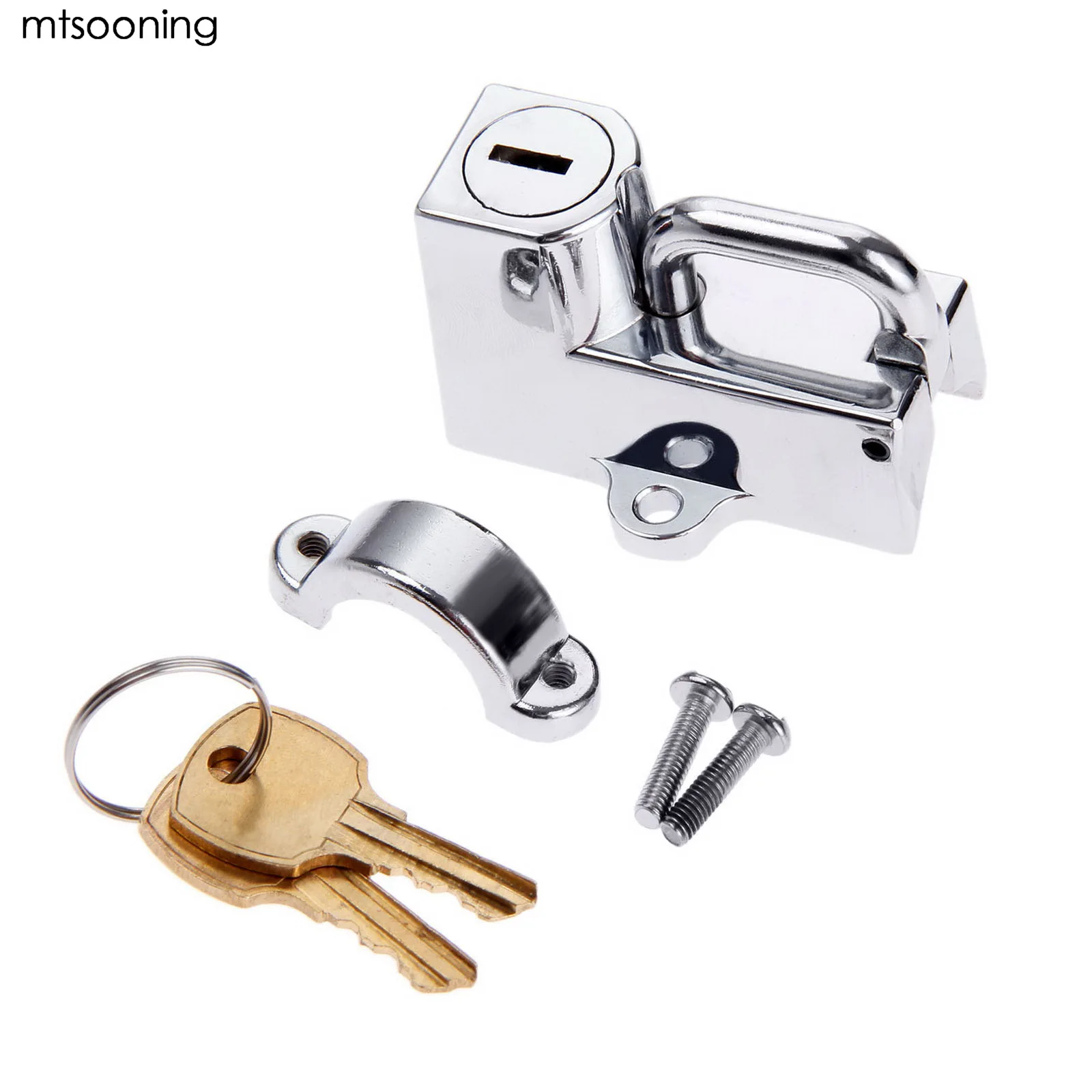 

mtsooning Motorcycle Helmet Lock 22mm 7/8" Chrome Aluminum New Universal For 7/8" Tube With 2 Keys High Quality Locks Latches