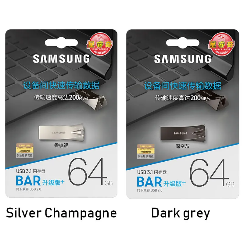 Samsung USB Đèn LED Đĩa 16GB 32GB 64GB 128GB 256GB USB 3.1 Kim Loại Bút Mini Ổ Pendrive Thẻ Nhớ Thiết Bị Lưu Trữ Đĩa U