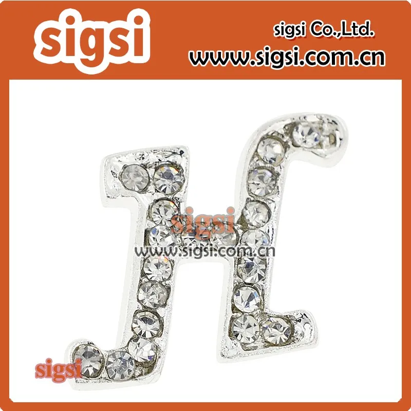 Popular Trendy Letter Plated silvery crystal letter H brooch jewelry