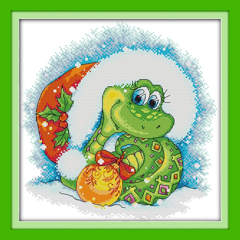 A snake in Christmas(1) cross stitch kit cartoon 14ct 11ct count print canvas stitching embroidery DIY handmade needlework