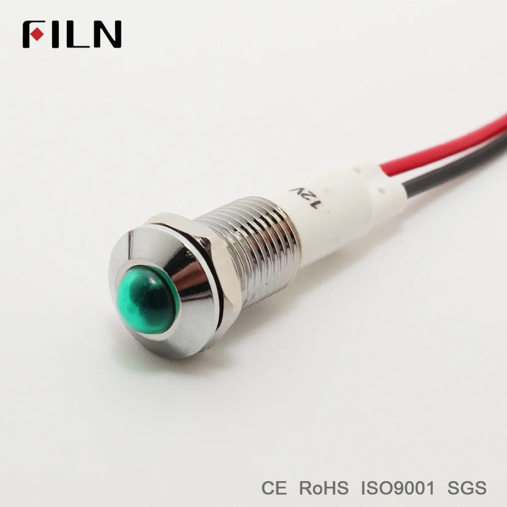 FILN FL1M-10SW-1 metal pilot lamp pilot indicator light 10mm red yellow blue green white 12v 24v 220v led signal light