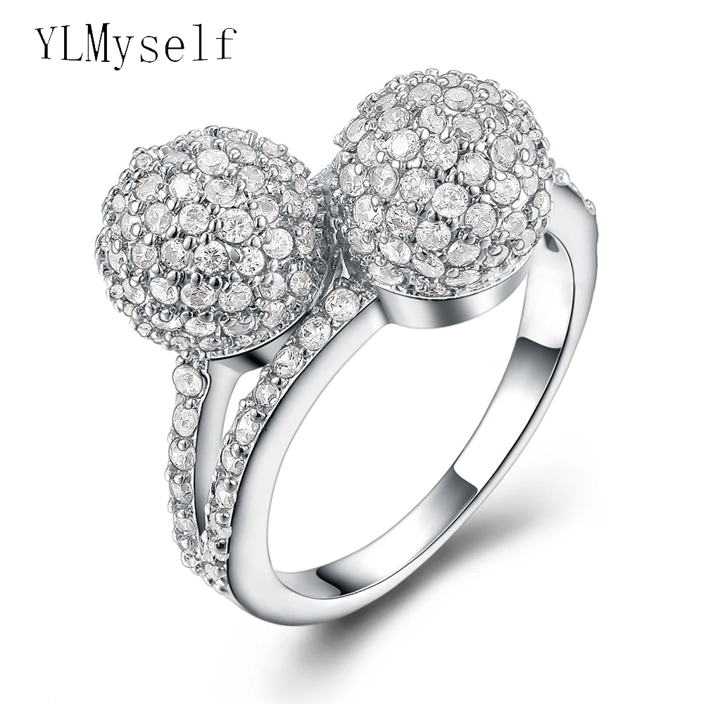 

Trendy Promotion Ball Design Ring for Women White Gold Color High Grade Luxury Copper Jewelry