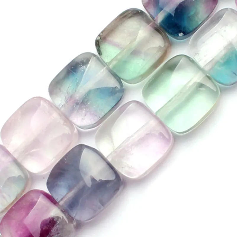 10mm 12mm Natural Square Purple & Green Fluorite Beads For Jewelry Making Beads Necklace 15\'\' Needlework DIY Beads Bracelets