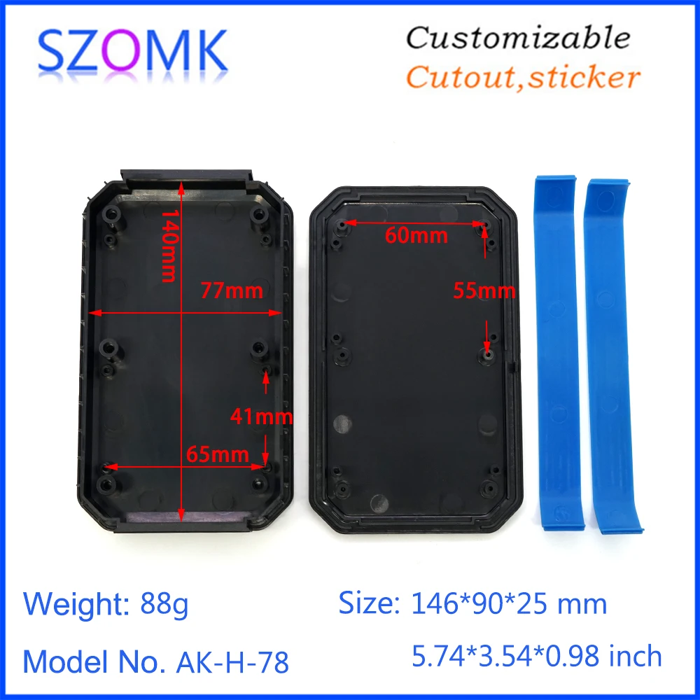 1 Piece 146*90*25mm customizable plastic box for electronics project szomk abs plastic handheld enclosure for pcb device box