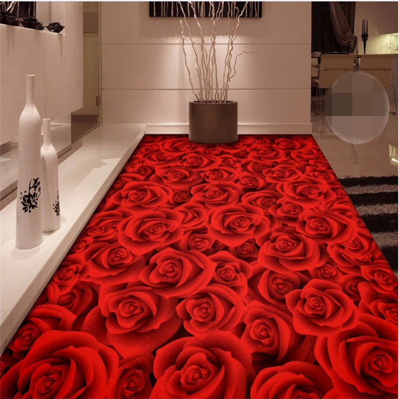 

Custom wallpaper Home Decor 3d flooring Romantic Rose Bathroom Bedroom Living Room 3D Floor papier peint mural 3d