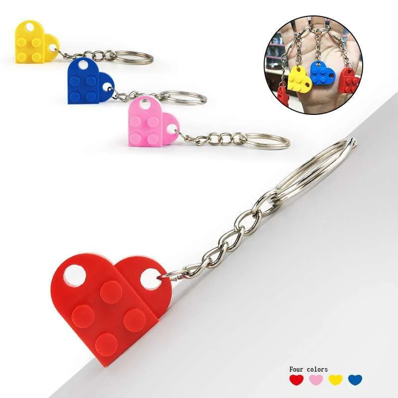 Dubbi Building Blocks key ring toys 2*2 2*4 Heart-shaped Multicolor Compatible with brands Educational Toy Gift for Children