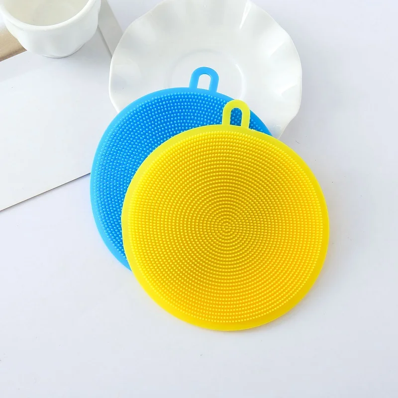 Silicone Sponge Dish Washing Brush Scrubber Food-Grade Antibacterial BPA Free Multipurpose Non Stick Cleaning Brush W8866