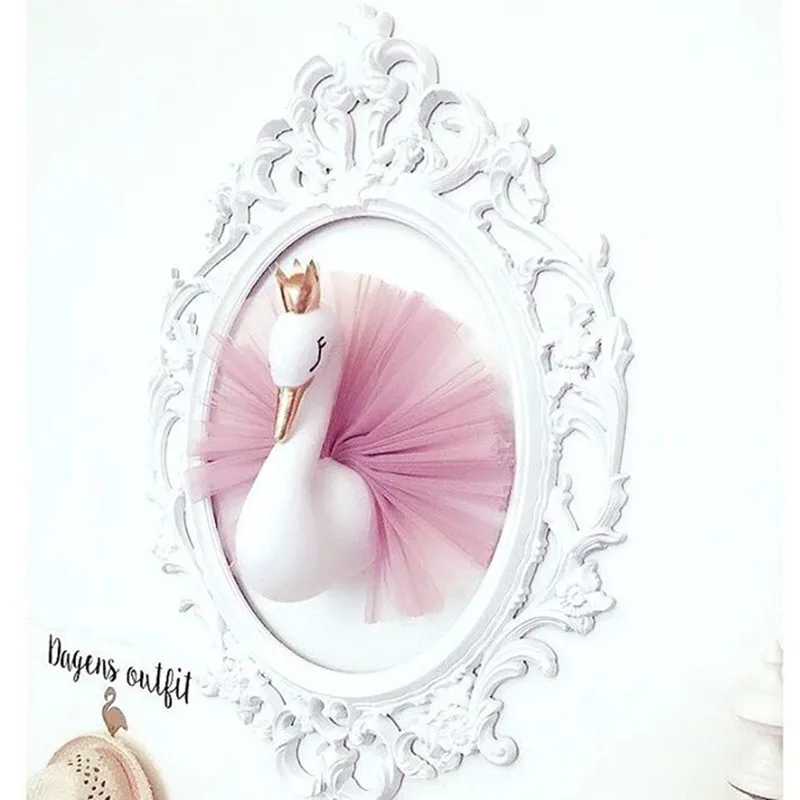 Tier Kopf Schwan Flamingo Wand Decor INS einhorn Bär Hängen Montieren Gefüllte Plüsch Spielzeug Prinzessin Puppe Mädchen Kind Geschenk Kindergarten zimmer