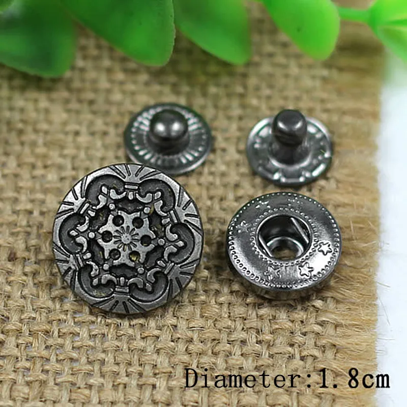 New High Quality 10pcs 18mm Round Metal Snap Fastener Poppers Press Studs Kit Sewing Leather Craft Tools Metal Snap Button