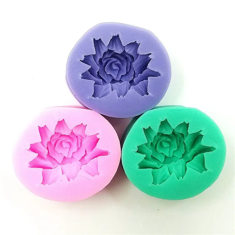 3D Rose Flower Shape Fondant Silicone Mold Mould Baking Cake Cookies Jelly Form Chocolate Soap Sugar Mold Handmade Soap Making