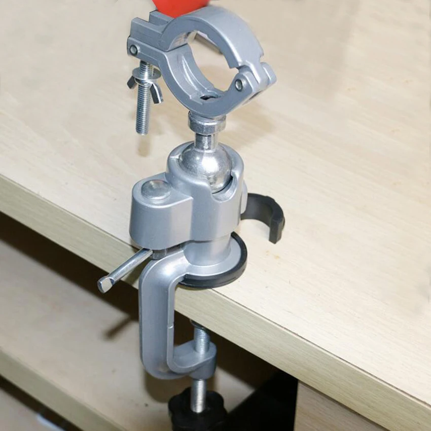 2-In-1 360 Degree Rotating Bench Table Vise Multifunctional Aluminium Alloy Swivel Vise Clamp Electric Drill Stand Rotating Tool