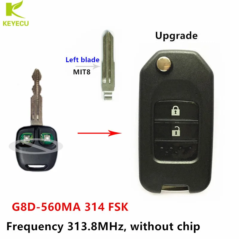 

KEYECU Upgraded Flip Remote Key fob for MITSUBISHI Outlander Pajero Airtreck L200 with MIT8 Blade 313.8MHz without Chip