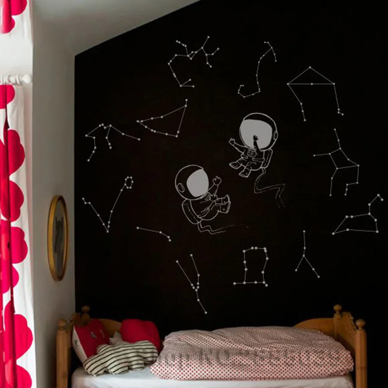 

Two Astronauts With Constellations Wall Decals Stars Decal Kids Nursery DIY Wall Stickers Constellation Murals Home Decor LC580