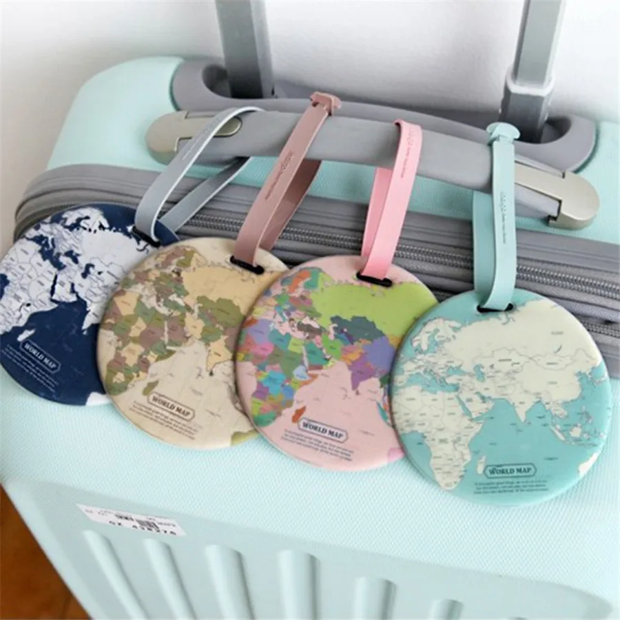 Map Luggage Tag Girls Silica Gel Suitcase ID Address Holder Baggage Boarding Tag Portable Label Travel Accessories