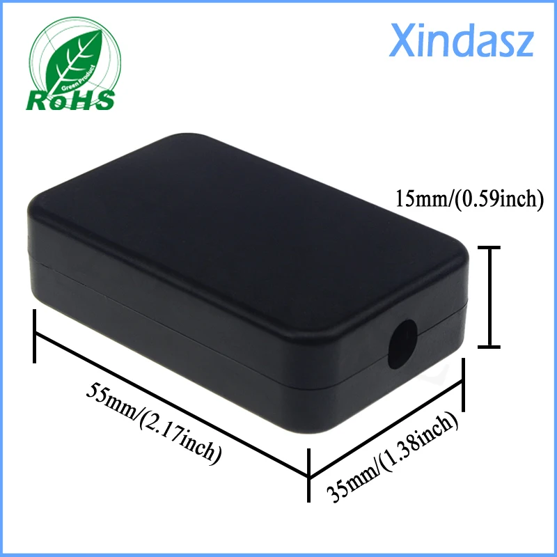 50pcs/Lot Black small plastic junction enclosures 55*35*15mm 2.16*1.38*0.59inch small hinged plastic boxes