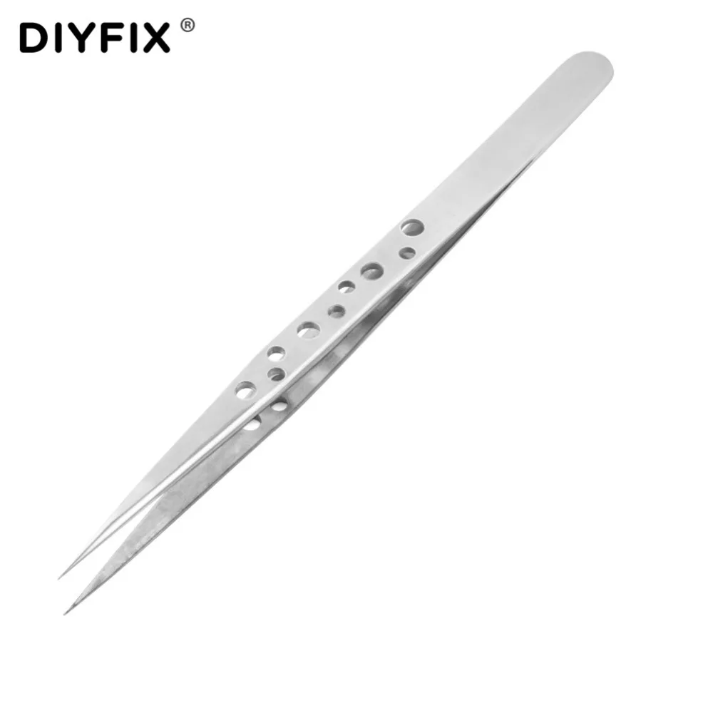 DIYFIX di Precisione Industriale Pinzette Anti-statica Etero Curvo Punte In Acciaio Pinze Riparazione Del Telefono Orologiaio Utensili A Mano Set