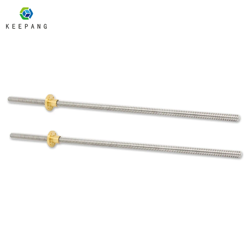 2Pcs CNC 3D Printer  Trapezoidal Rod T8 Lead Screw 8mm Lead Screw 100mm~500mm Screws Copper Nut  for Reprap 3D Printer Z Axis