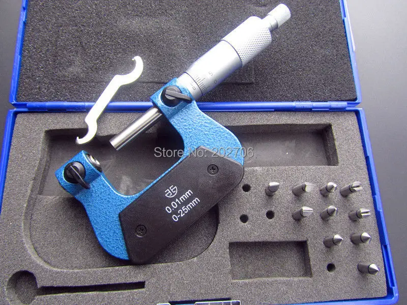 0-25mm Screw Thread Micrometers thread micrometer caliper including measuring anvils